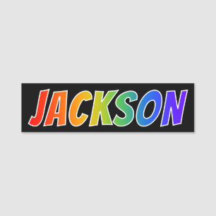 First Name "JACKSON": Fun Rainbow Colouring Tag