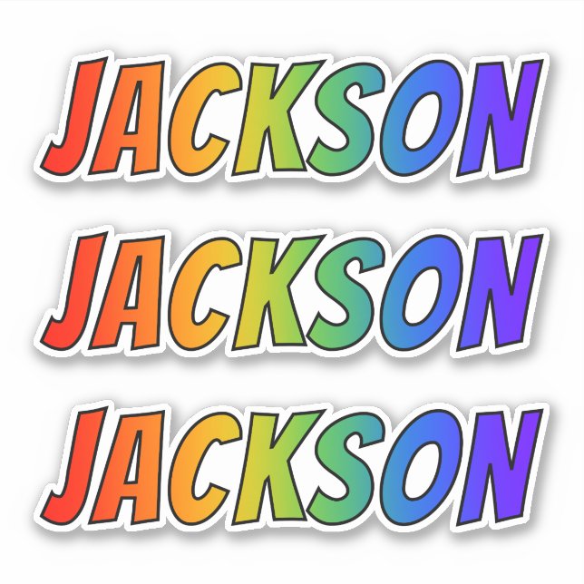 First Name "JACKSON" w/ Fun Rainbow Colouring (Front)