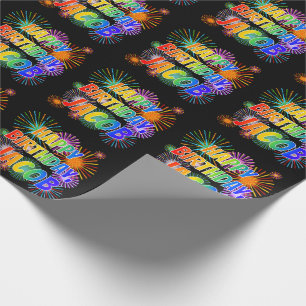 First Name "JACOB", Fun "HAPPY BIRTHDAY" Wrapping Paper