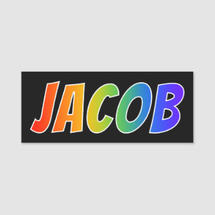 First Name "JACOB": Fun Rainbow Colouring Name Tag