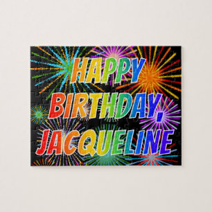 First Name "JACQUELINE", Fun "HAPPY BIRTHDAY" Jigsaw Puzzle