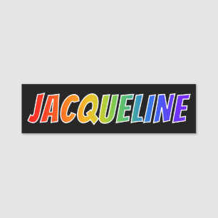 First Name "JACQUELINE": Fun Rainbow Colouring Name Tag