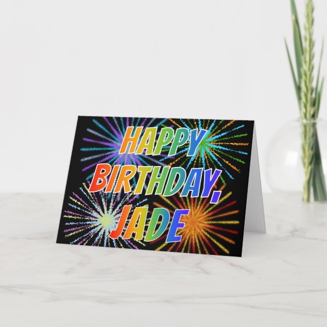 First Name "JADE" Fun "HAPPY BIRTHDAY" Card (Front)