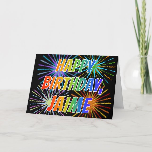 First Name "JAIME" Fun "HAPPY BIRTHDAY" Card (Front)