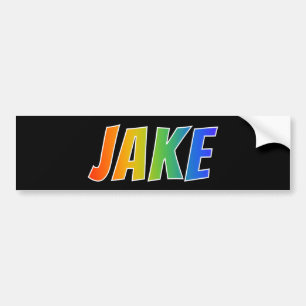 First Name "JAKE": Fun Rainbow Colouring Bumper Sticker