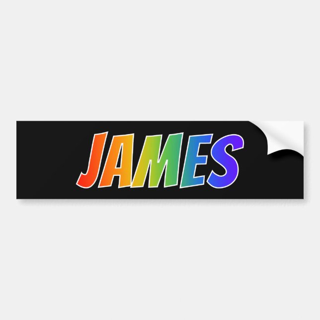 First Name "JAMES": Fun Rainbow Colouring Bumper Sticker (Front)