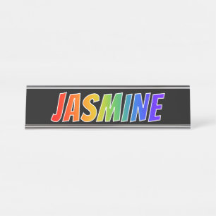 First Name "JASMINE": Fun Rainbow Colouring Desk Name Plate