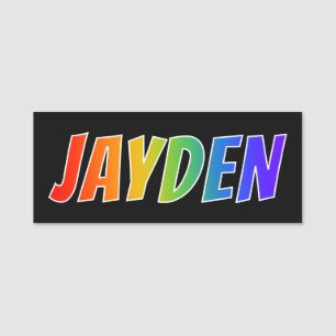 First Name "JAYDEN": Fun Rainbow Colouring Name Tag