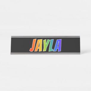 First Name "JAYLA": Fun Rainbow Colouring Desk Name Plate