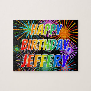 First Name "JEFFERY", Fun "HAPPY BIRTHDAY" Jigsaw Puzzle