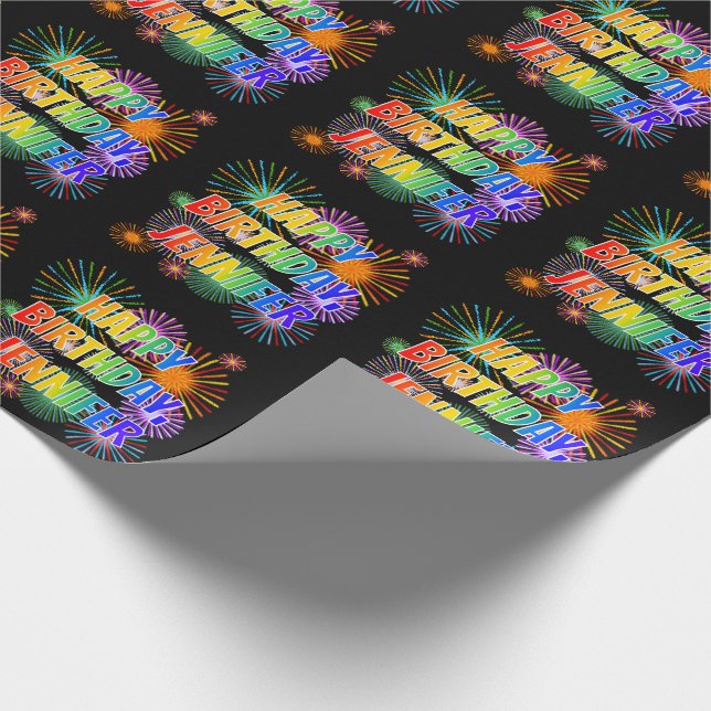 First Name "JENNIFER", Fun "HAPPY BIRTHDAY" Wrapping Paper (Corner)