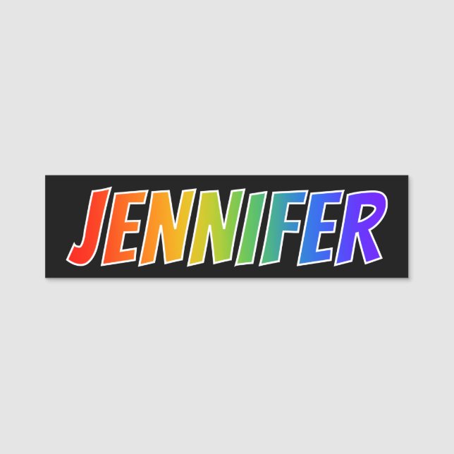 First Name "JENNIFER": Fun Rainbow Colouring Tag (Front)