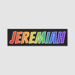 First Name "JEREMIAH": Fun Rainbow Colouring Name Tag