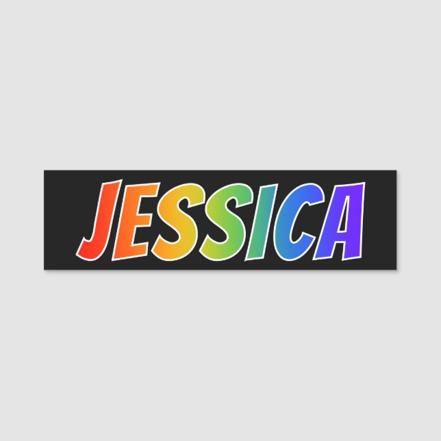 First Name "JESSICA": Fun Rainbow Colouring Tag (Front)