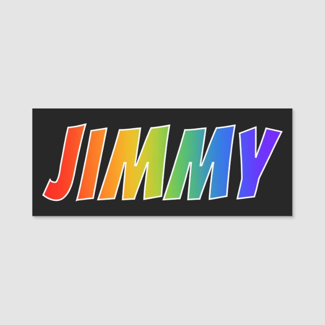 First Name "JIMMY": Fun Rainbow Colouring Tag (Front)