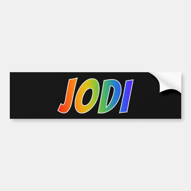 First Name "JODI": Fun Rainbow Colouring Bumper Sticker (Front)