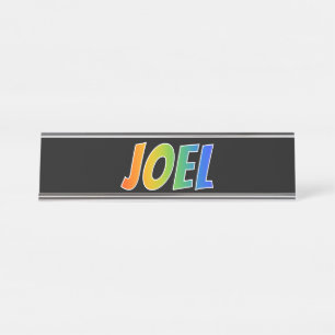 First Name "JOEL": Fun Rainbow Colouring Desk Name Plate