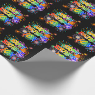 First Name "JON", Fun "HAPPY BIRTHDAY" Wrapping Paper
