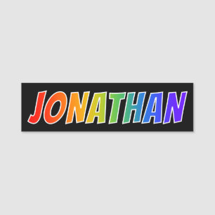 First Name "JONATHAN": Fun Rainbow Colouring Name Tag
