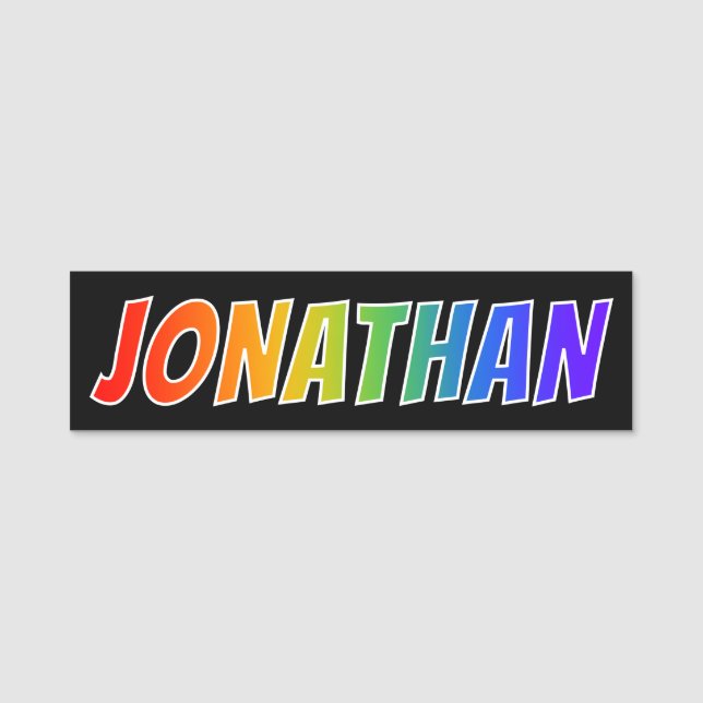 First Name "JONATHAN": Fun Rainbow Colouring Tag (Front)