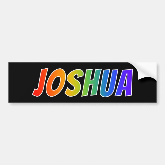 First Name "JOSHUA": Fun Rainbow Colouring Bumper Sticker (Front)
