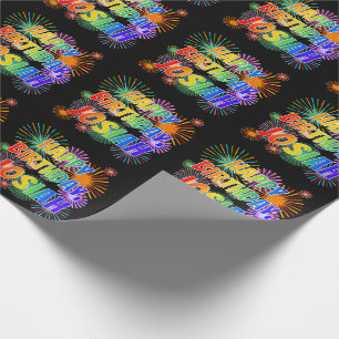 First Name "JOSIAH", Fun "HAPPY BIRTHDAY" Wrapping Paper