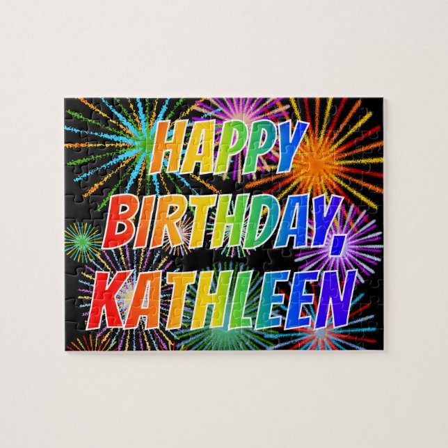 First Name "KATHLEEN", Fun "HAPPY BIRTHDAY" Jigsaw Puzzle (Horizontal)