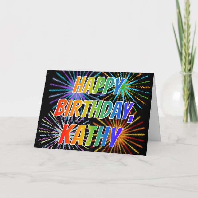 First Name "KATHY" Fun "HAPPY BIRTHDAY" Card (Front)