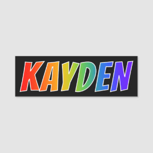 First Name "KAYDEN": Fun Rainbow Colouring Name Tag