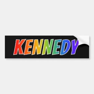 First Name "KENNEDY": Fun Rainbow Colouring Bumper Sticker