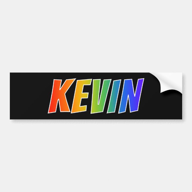 First Name "KEVIN": Fun Rainbow Colouring Bumper Sticker (Front)