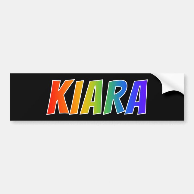 First Name "KIARA": Fun Rainbow Colouring Bumper Sticker (Front)