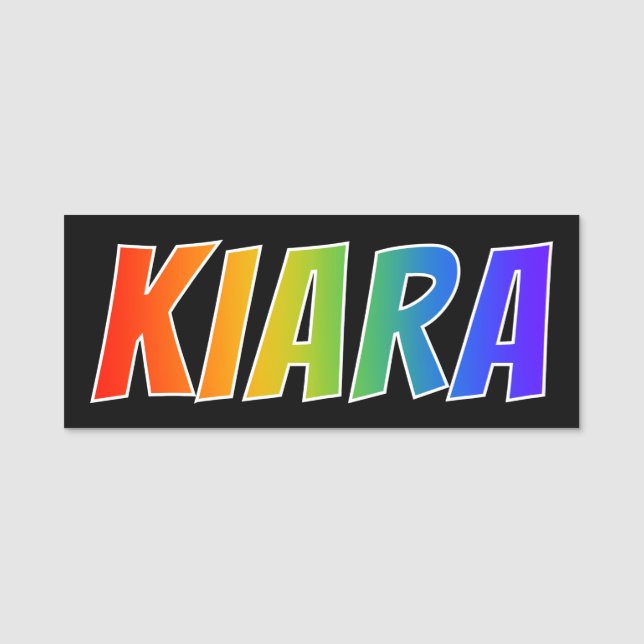 First Name "KIARA": Fun Rainbow Colouring Tag (Front)
