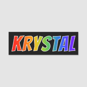 First Name "KRYSTAL": Fun Rainbow Colouring Name Tag
