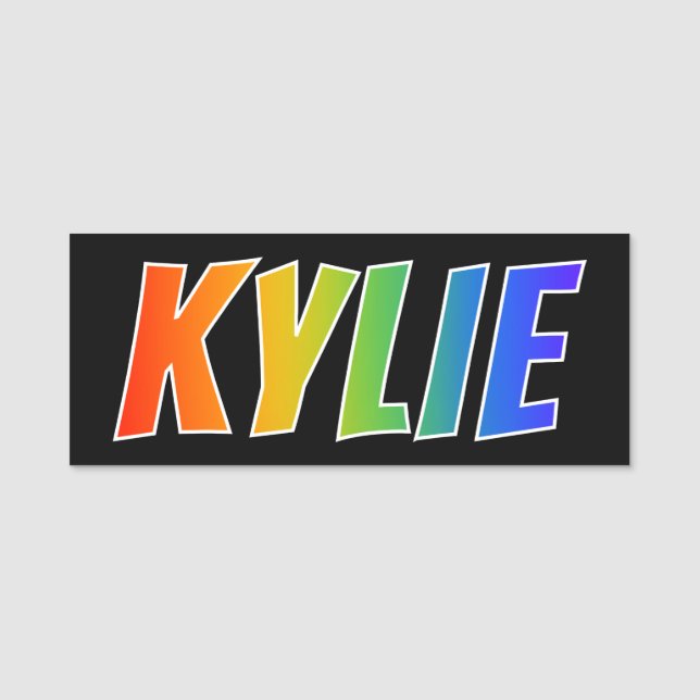 First Name "KYLIE": Fun Rainbow Colouring Name Tag (Front)