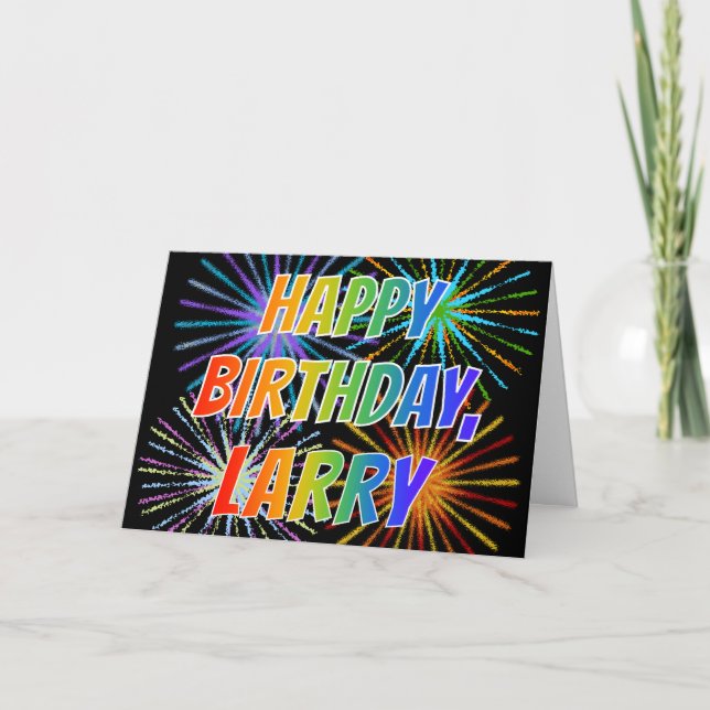 First Name "LARRY" Fun "HAPPY BIRTHDAY" Card (Front)