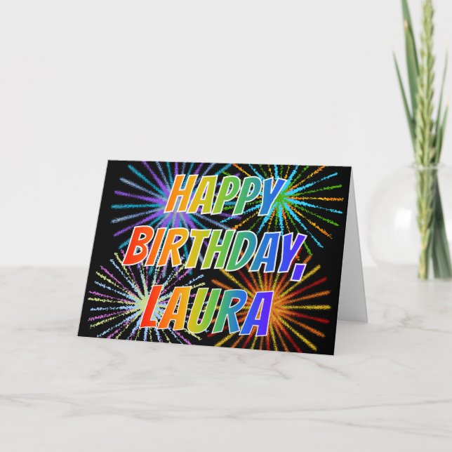 First Name "LAURA" Fun "HAPPY BIRTHDAY" Card (Front)