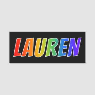 First Name "LAUREN": Fun Rainbow Colouring Tag