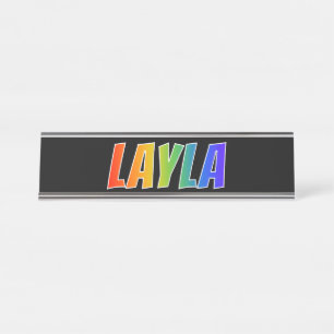 First Name "LAYLA": Fun Rainbow Colouring Desk Name Plate