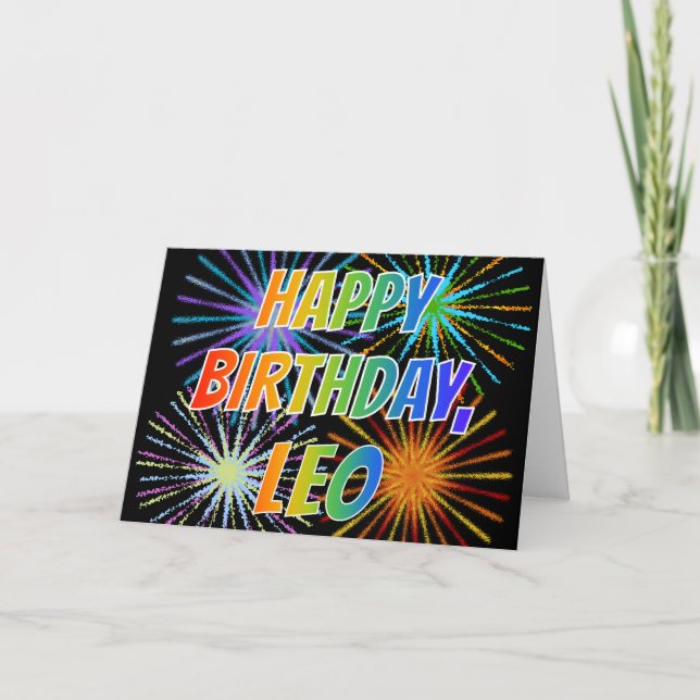 First Name "LEO" Fun "HAPPY BIRTHDAY" Card (Front)
