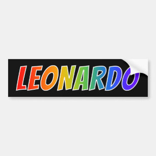 First Name "LEONARDO": Fun Rainbow Colouring Bumper Sticker
