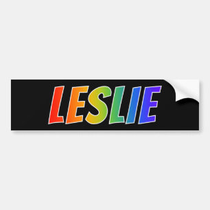 First Name "LESLIE": Fun Rainbow Coloring Bumper Sticker