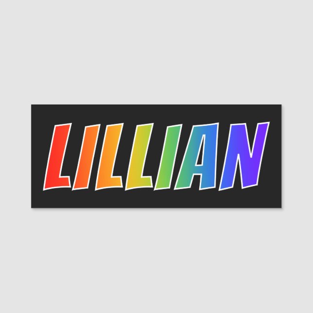 First Name "LILLIAN": Fun Rainbow Colouring Name Tag (Front)