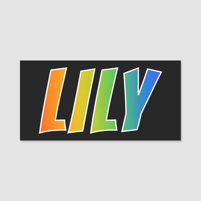 First Name "LILY": Fun Rainbow Colouring Name Tag (Front)