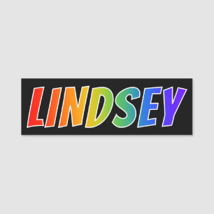 First Name "LINDSEY": Fun Rainbow Colouring Name Tag