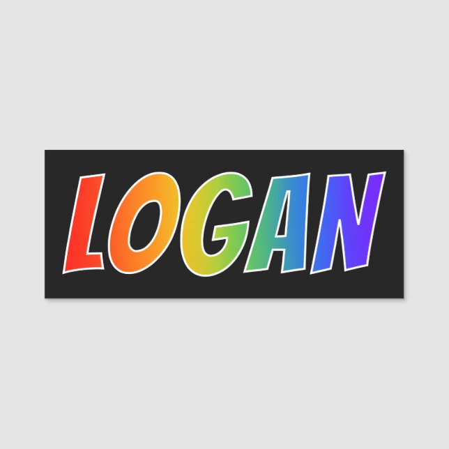 First Name "LOGAN": Fun Rainbow Colouring Tag (Front)