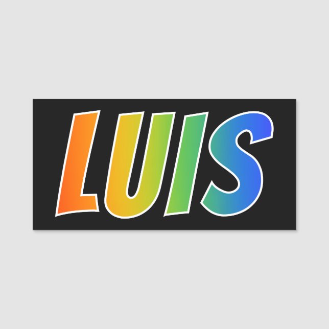 First Name "LUIS": Fun Rainbow Colouring Name Tag (Front)