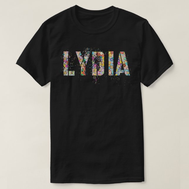 First Name LYDIA Flowery Girl Custom Flower Birthd T-Shirt (Design Front)