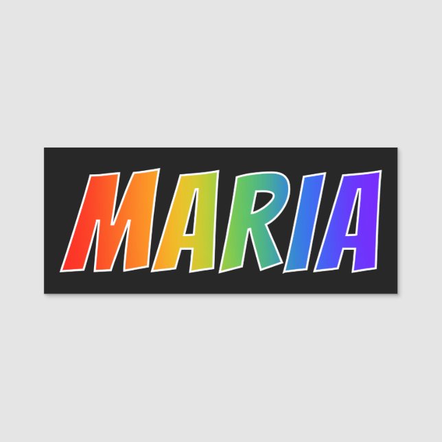 First Name "MARIA": Fun Rainbow Colouring Name Tag (Front)
