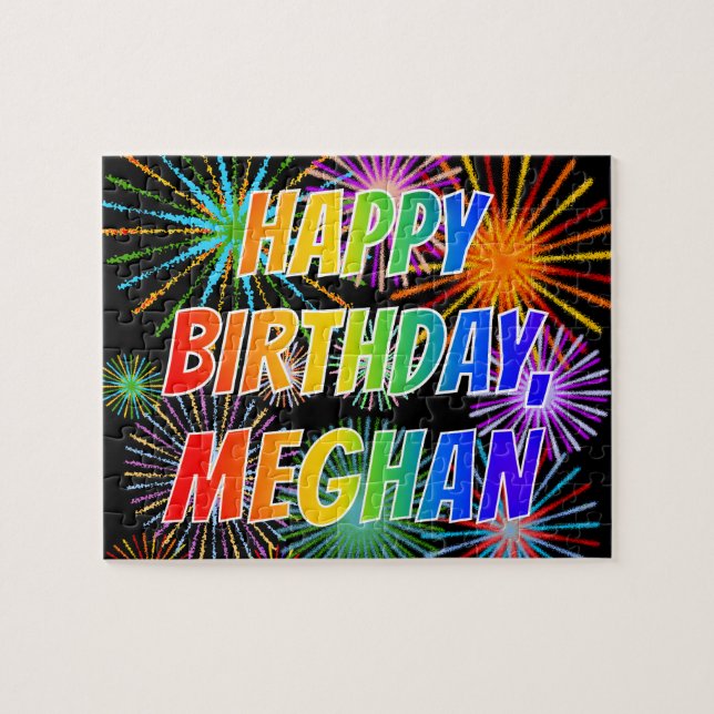 First Name "MEGHAN", Fun "HAPPY BIRTHDAY" Jigsaw Puzzle (Horizontal)